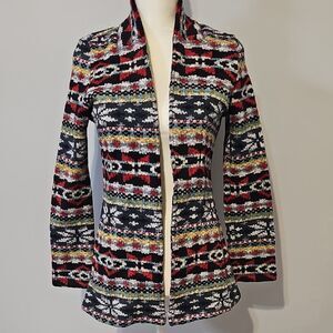 Colorful Patterned Open Cardigan